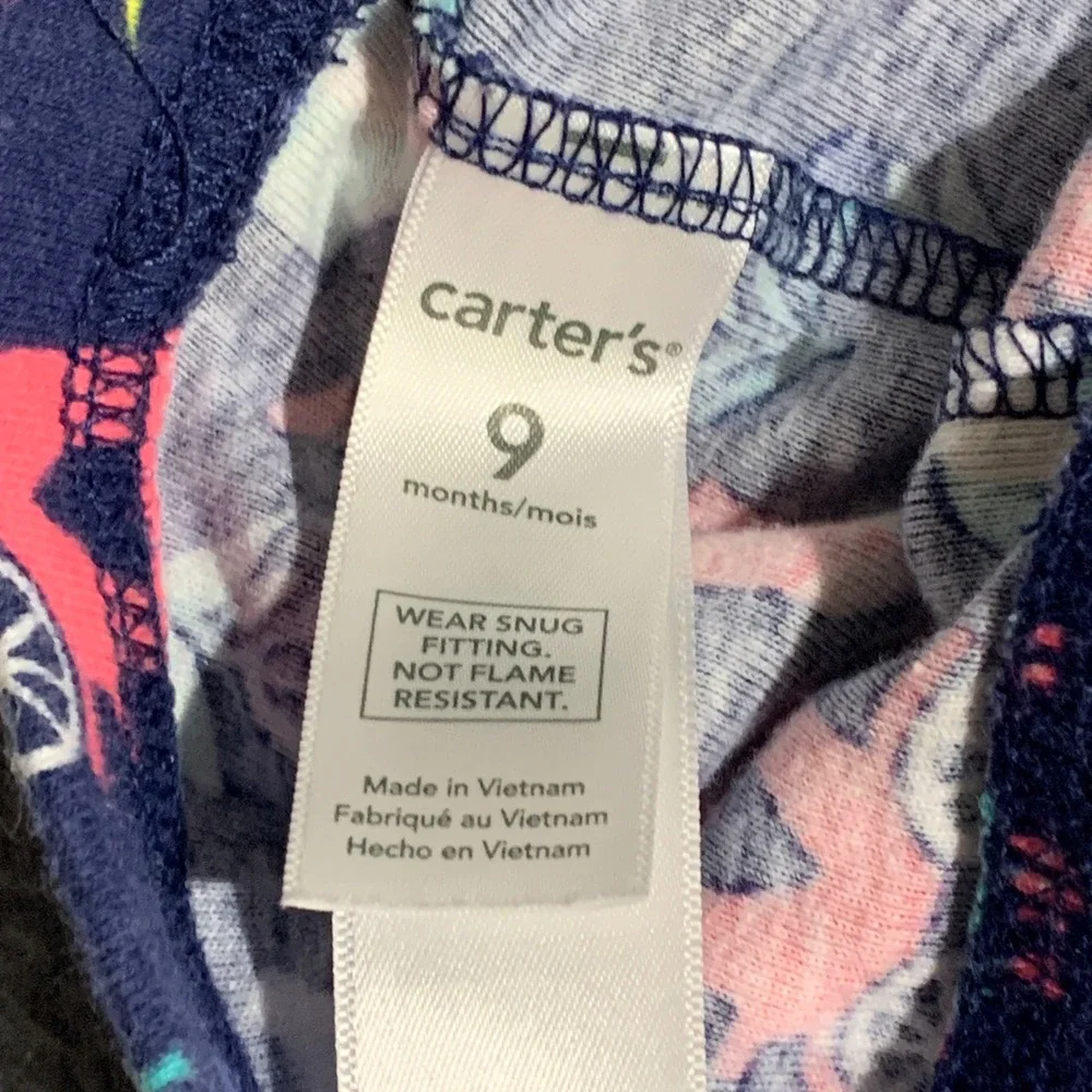 Carters Baby Girls 9 Months Princess Castle Carriage Pajama Set Navy Blue Cotton